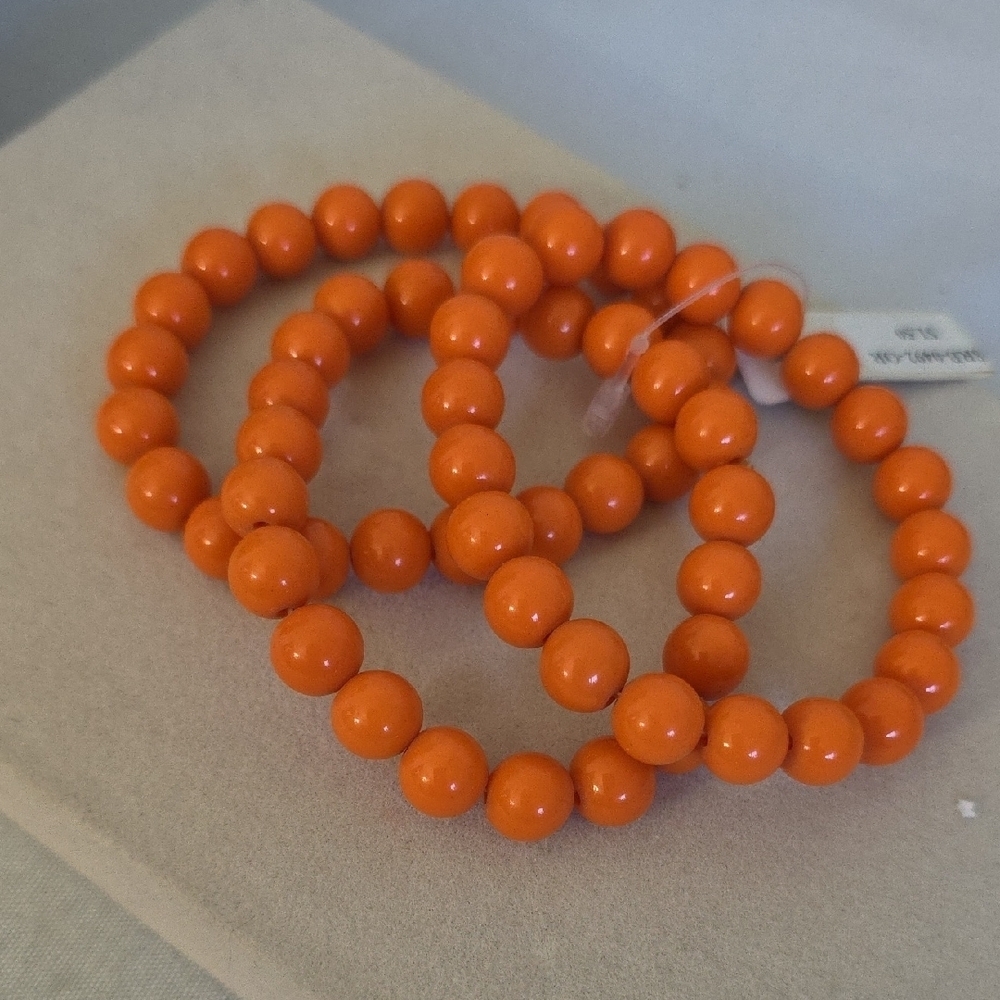 Set of Three Orange Acrylic Bead Bracelet